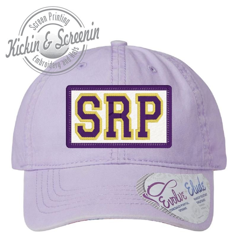 SRP Collegiate Patch Hat - Lavender - CASSIE Ponytail Hat