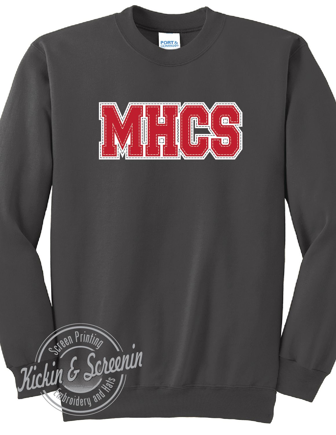 MHCS Warriors - Collegiate Felt Applique Crewneck - Charcoal