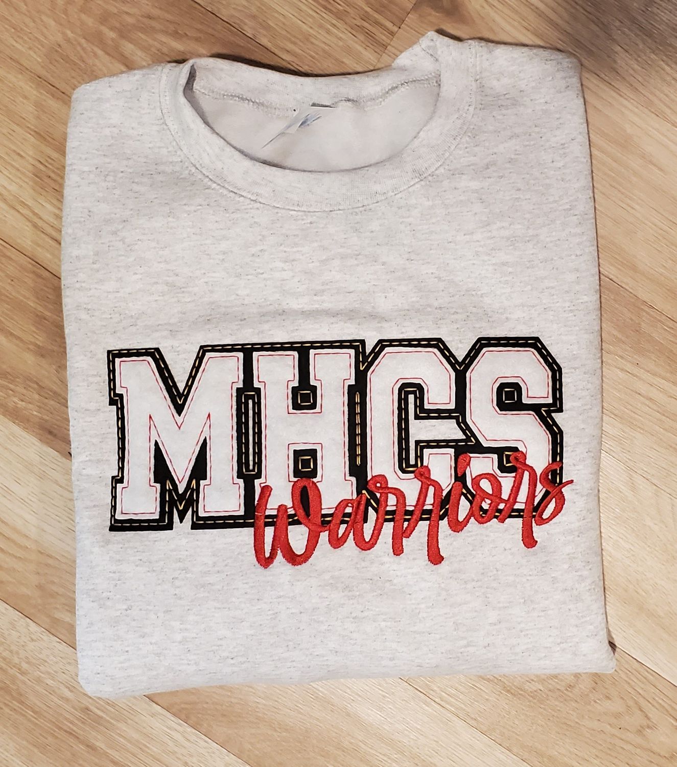 MHCS Warriors - Collegiate Felt Applique Crewneck - Ash