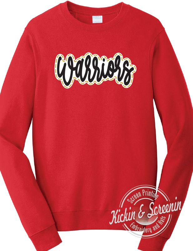 Warriors - Chenille Yarn Applique Crewneck - Red