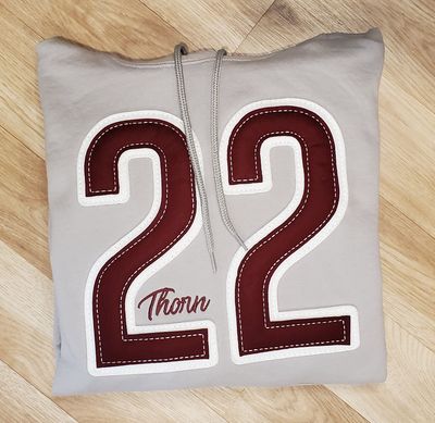 Custom Large Number Hoodie - Felt Applique