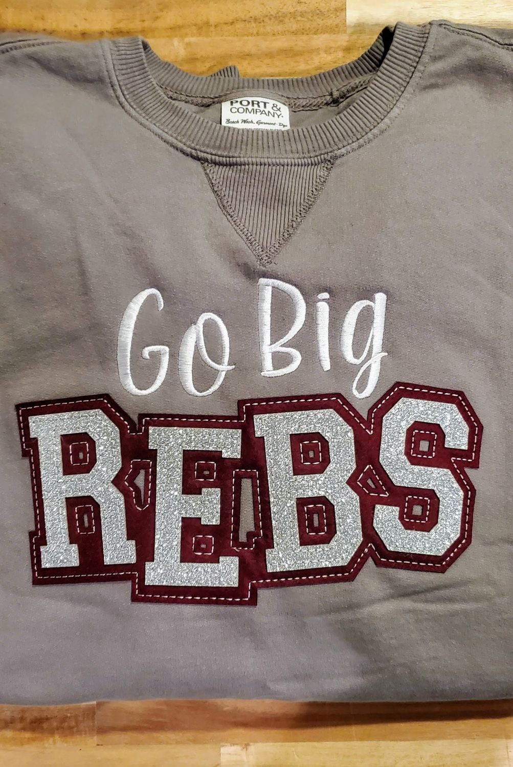 Go Big REBS - Glitter Felt Applique Crewneck