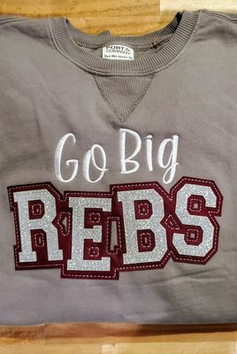 Go Big REBS - Glitter Felt Applique Crewneck