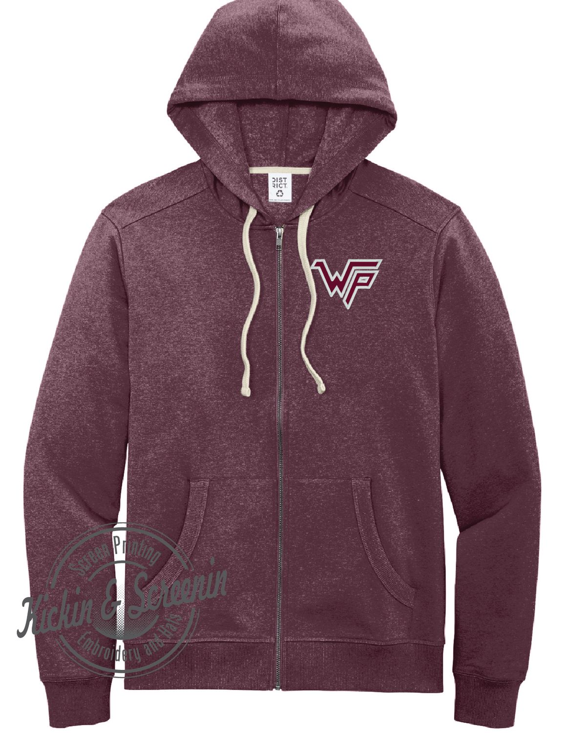 WP Embroidered Heather Maroon FullZip Men&#39;s Hoodie