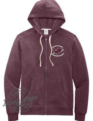 WP Band Embroidered Heather Maroon FullZip Men&#39;s Hoodie