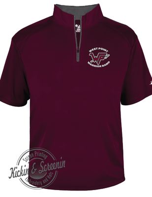 WP Band Embroidered Maroon 1/4 Zip Performance Short Sleeve Pullover