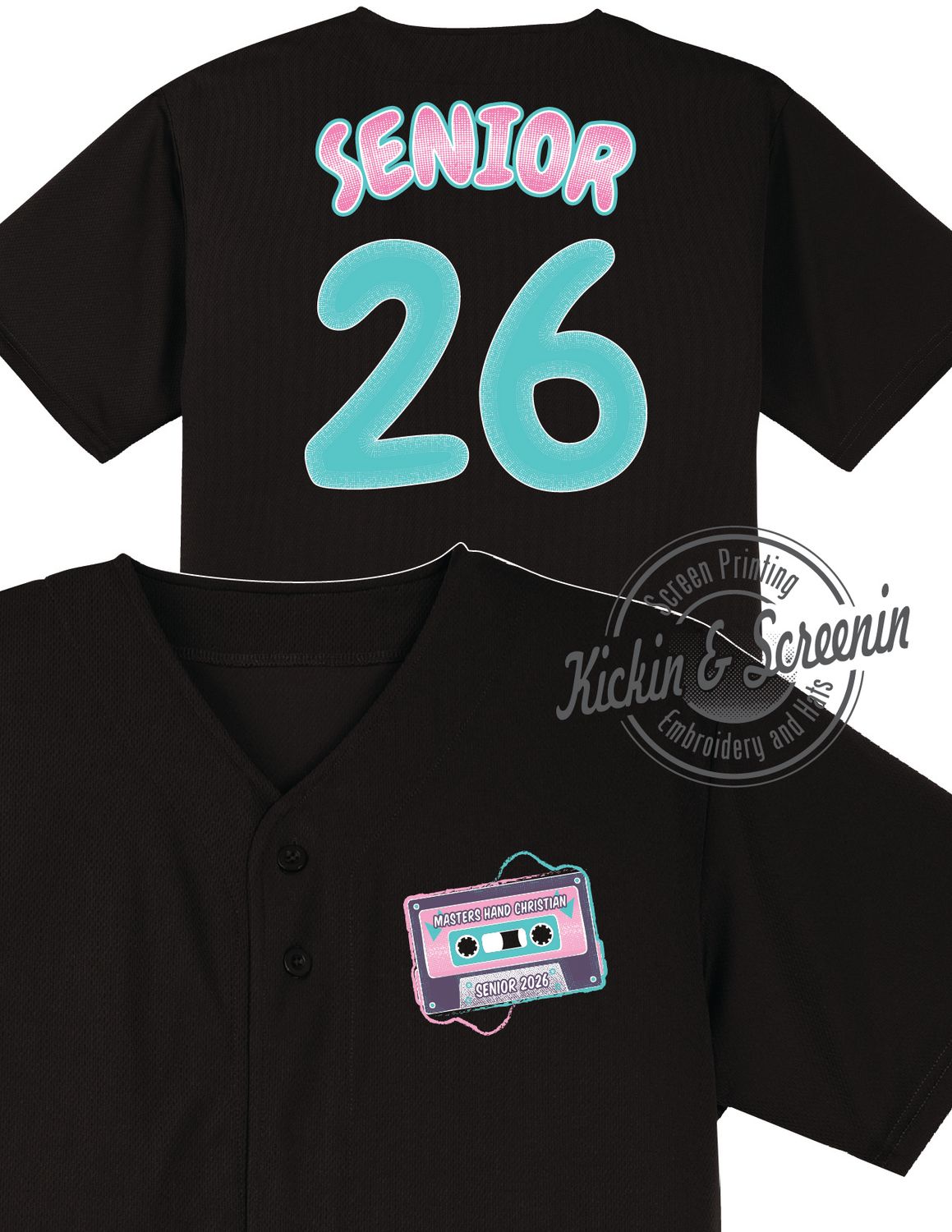 MHCS Senior 2026 - Black - Full Button Baseball Tee