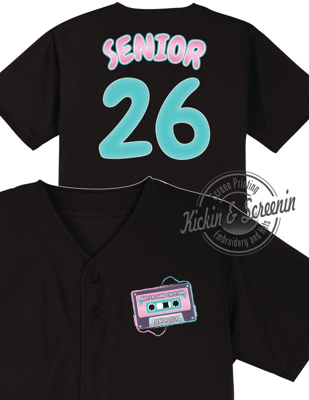 MHCS Senior 2026 - Black - Full Button Baseball Tee