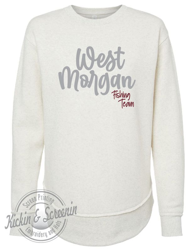 WM Fishing Team DropTail Crewneck - Chenille Yarn Embroidered - Natural Heather
