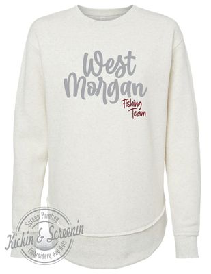 WM Fishing Team DropTail Crewneck - Chenille Yarn Embroidered - Natural Heather