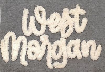 West Morgan DropTail Crewneck - Chenille Yarn Embroidered - Granite Heather