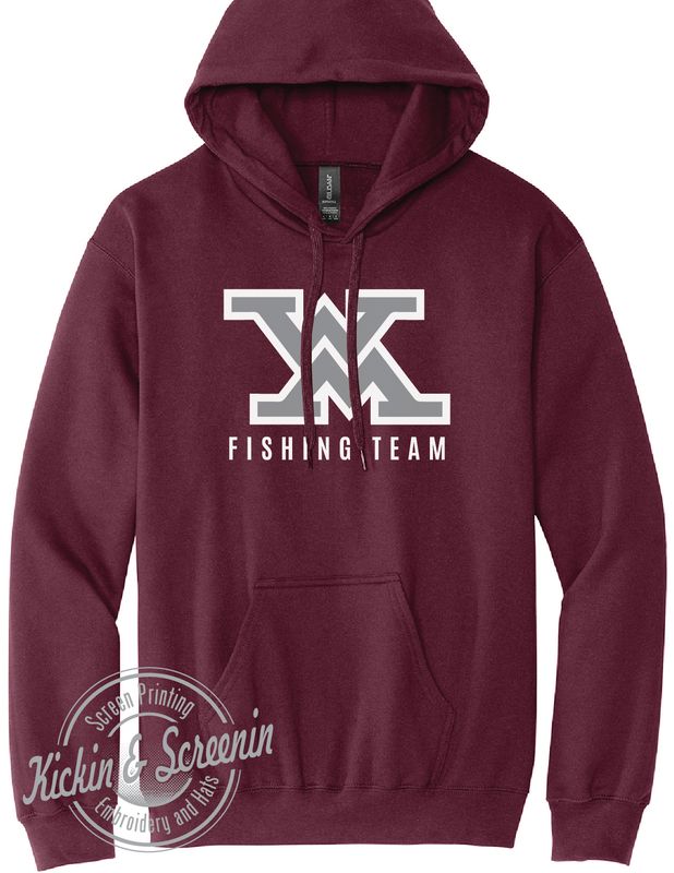 WM Fishing Team -  Twill Embroidered - SoftStyle Hoodie - Maroon