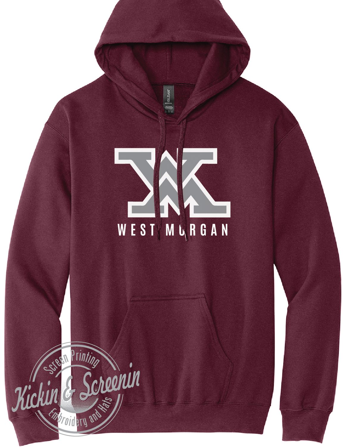 West Morgan -  Twill Embroidered - SoftStyle Hoodie - Maroon