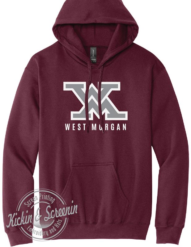 West Morgan -  Twill Embroidered - SoftStyle Hoodie - Maroon