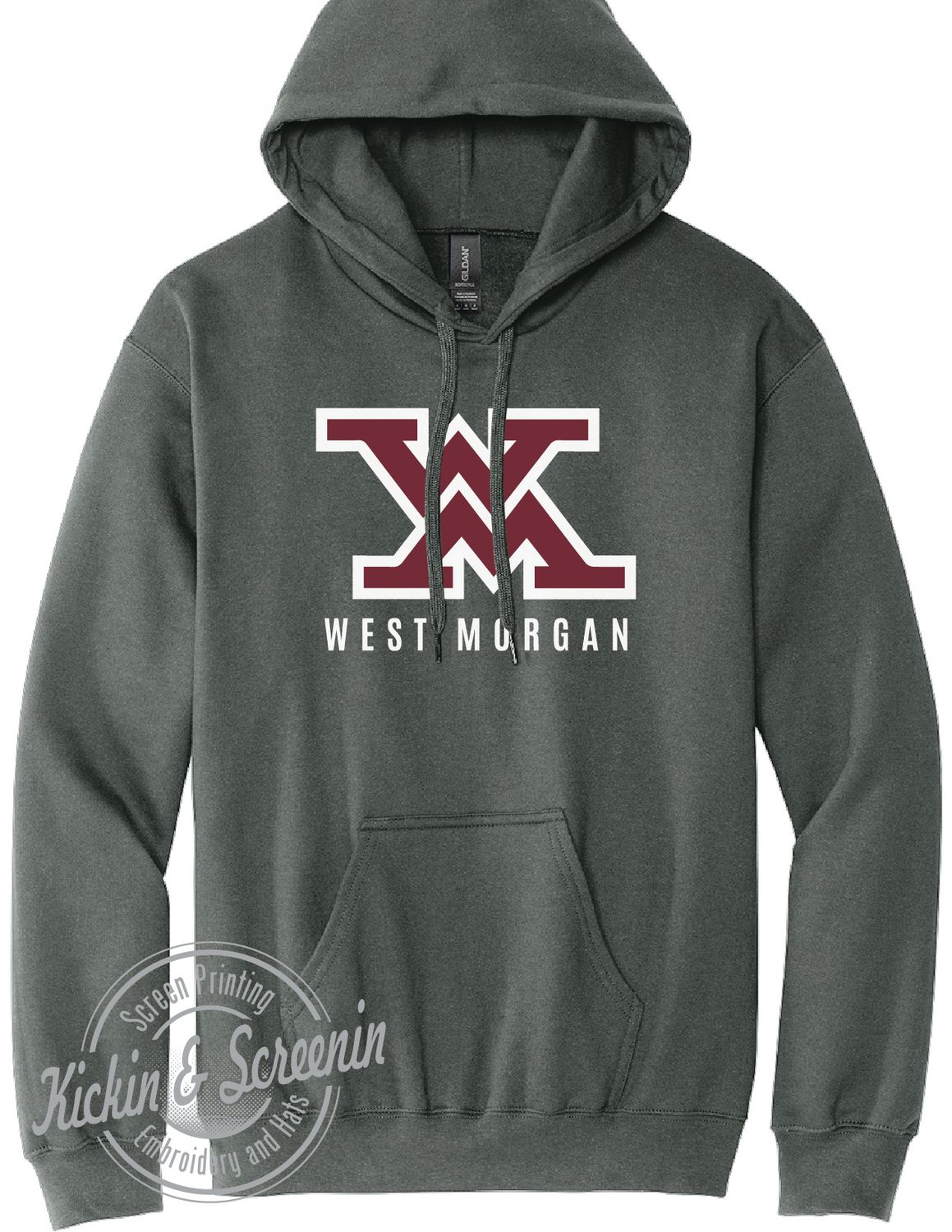 West Morgan -  Twill Embroidered - SoftStyle Hoodie - Charcoal