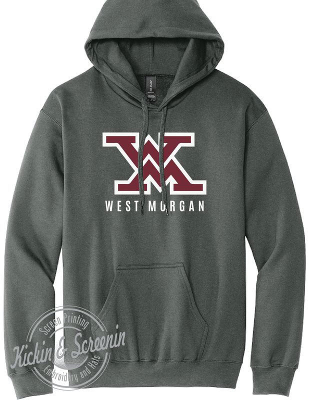 West Morgan -  Twill Embroidered - SoftStyle Hoodie - Charcoal