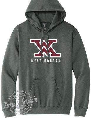 West Morgan -  Twill Embroidered - SoftStyle Hoodie - Charcoal