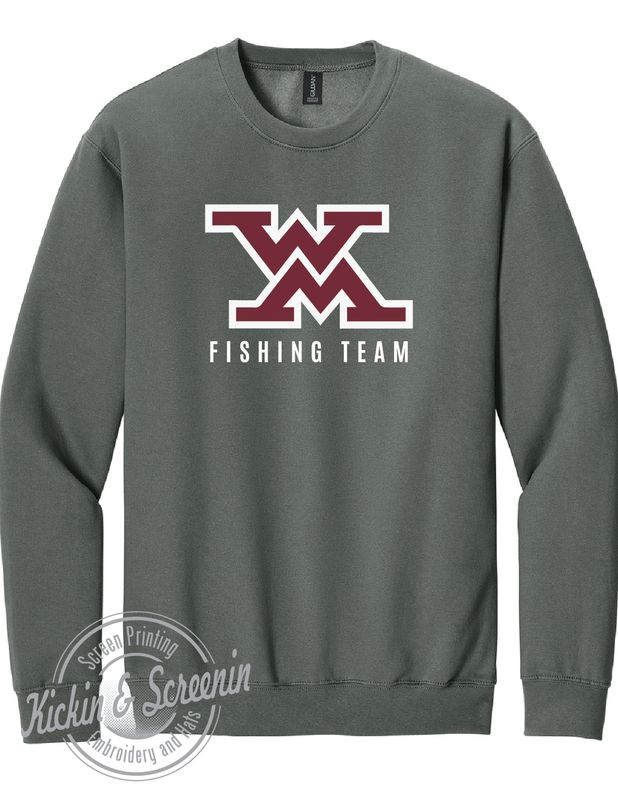 WM Fishing Team -  Twill Embroidered - SoftStyle Crewneck - Charcoal