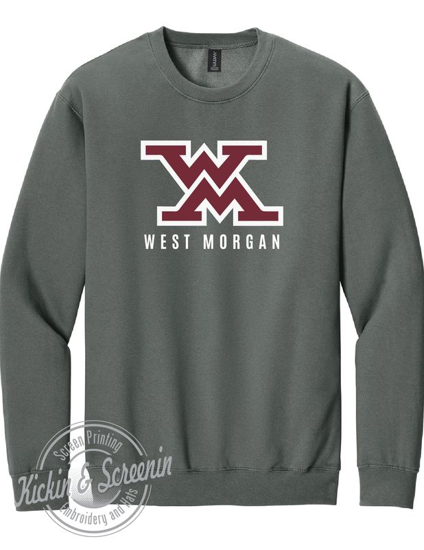 West Morgan -  Twill Embroidered - SoftStyle Crewneck - Charcoal