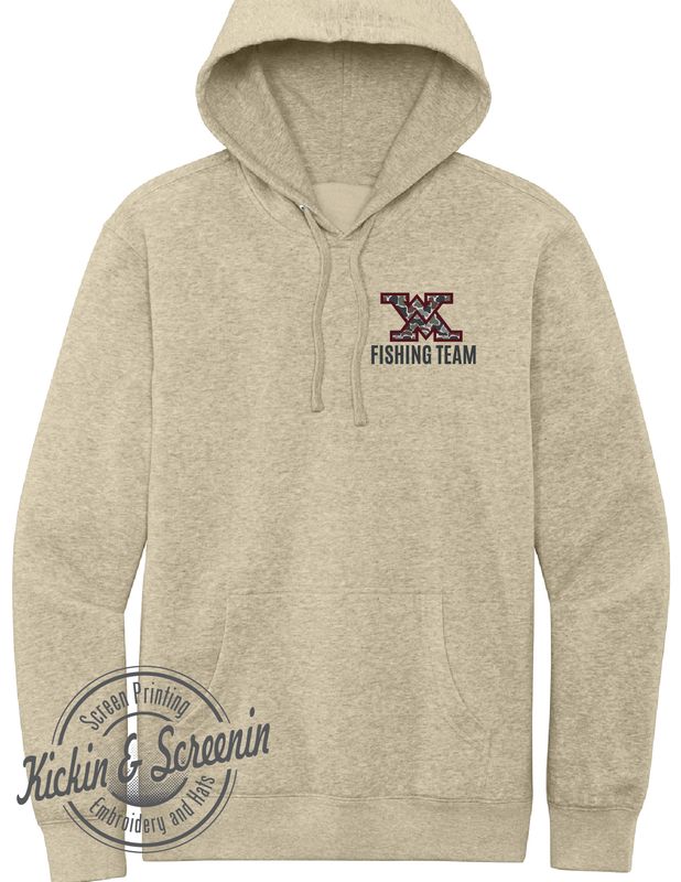 WM Fishing Team -  Camo Twill Embroidered - Hoodie - Oatmeal Heather