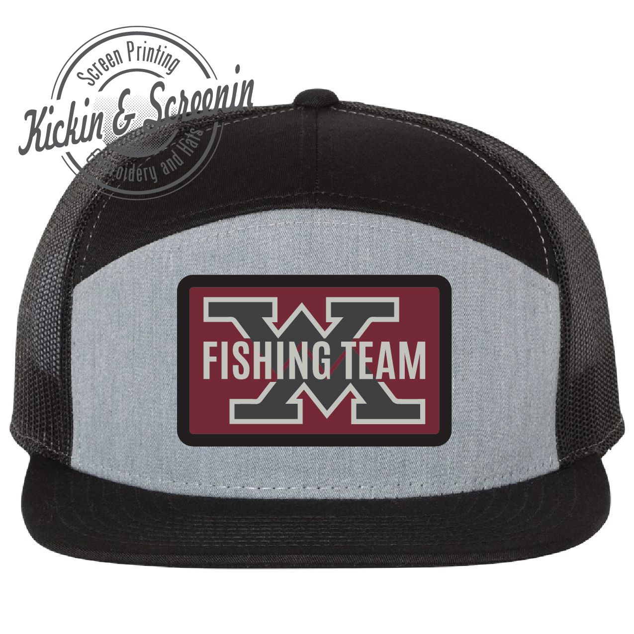 WM Fishing Team Patch Hat - Heather Gray/Black - Richardson 168 Flat Bill