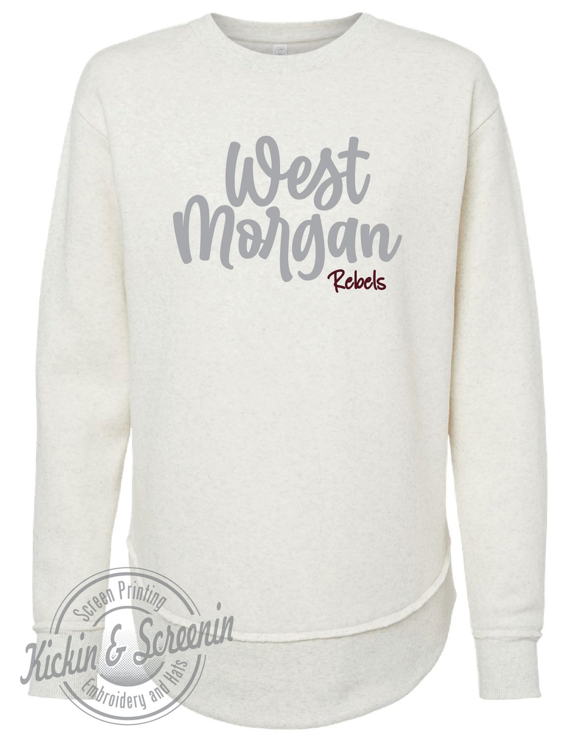 West Morgan DropTail Crewneck - Chenille Yarn Embroidered - Natural Heather