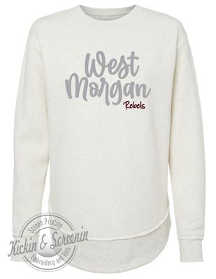 West Morgan DropTail Crewneck - Chenille Yarn Embroidered - Natural Heather