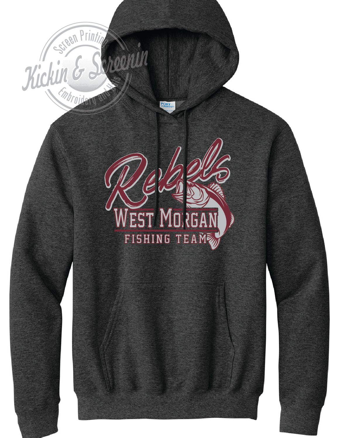 WM Fishing Team - Screen Printed Hoodie - Dark Heather Grey