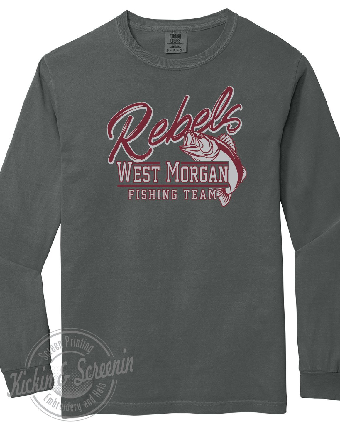 WM Fishing Team - Screen Printed Comfort Color Long Sleeve Tee - Pepper
