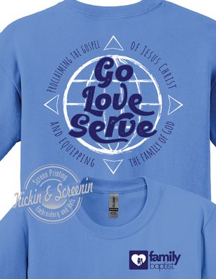 FBC Go Love Serve - Youth Tee - Carolina Blue