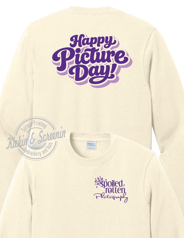 SRP - Happy Picture Day - Long Sleeve Cotton Tee - Natural