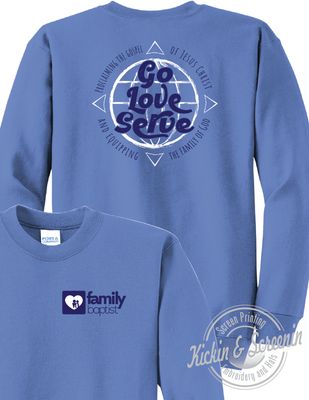 FBC Go Love Serve - Youth Crewneck - Carolina Blue