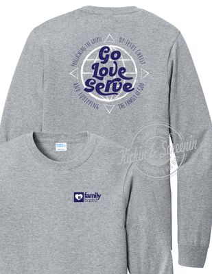 FBC Go Love Serve - Youth Long Sleeve Tee - Heather Gray