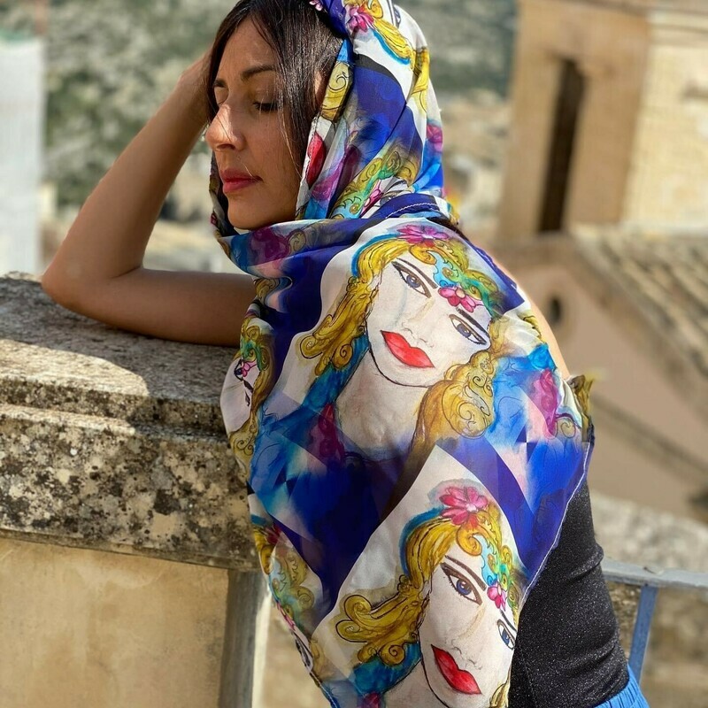Foulard Chiffon angelo Blu Foulard Chiffon angelo Blu