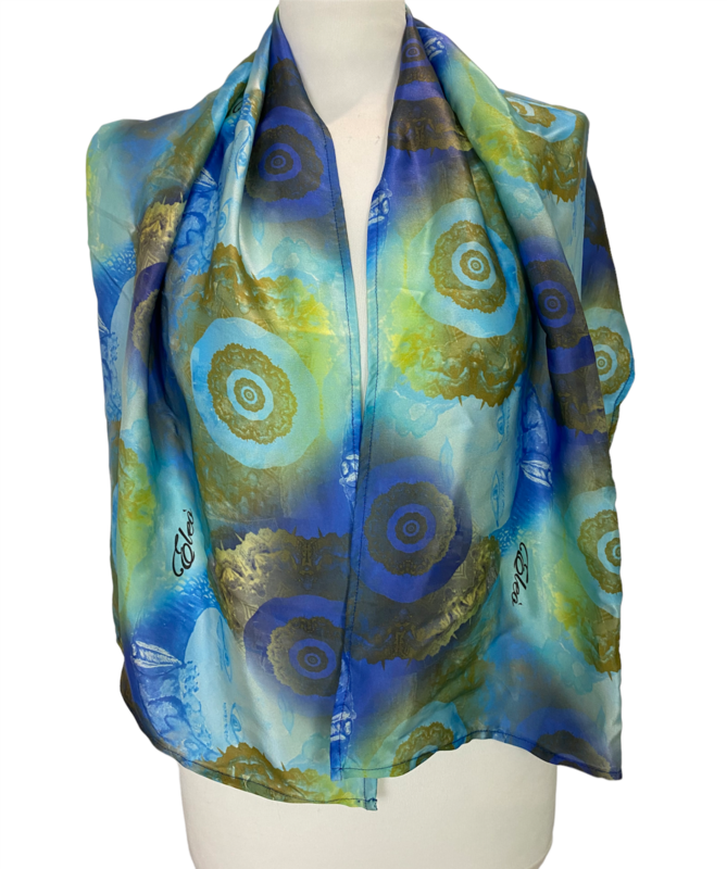 Foulard Cleopatra rosoni oro e azzurro Foulard Cleopatra rosoni oro e azzurro