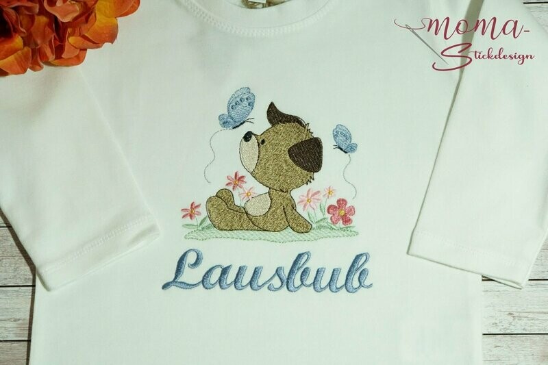 Geburtstagsshirt - Hund mit Schmetterlingen