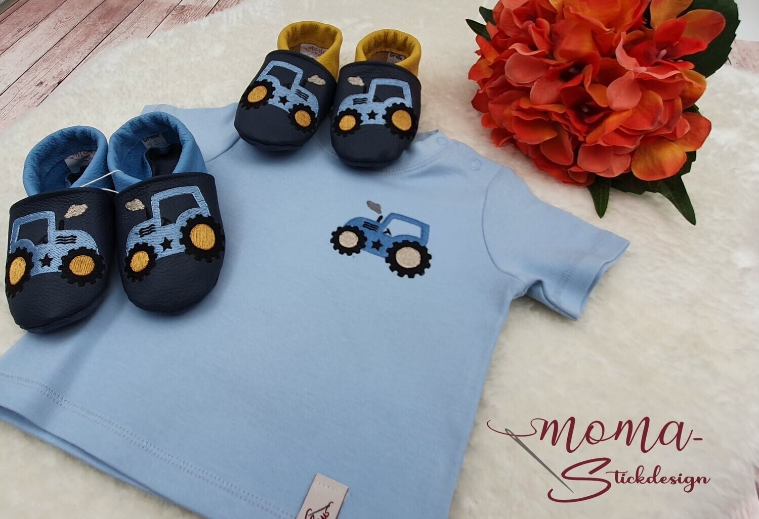 Shirt und Lederpuschen Set Traktor ab 45,90 €