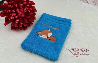 Waschhandschuh - schlafender Fuchs