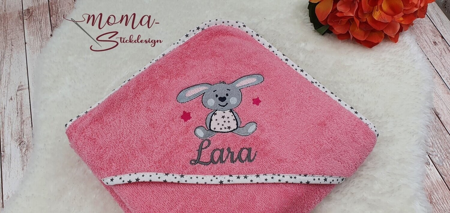 Kapuzenhandtuch Hase, Bubblegum 80 x 80