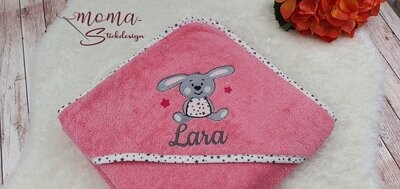 Kapuzenhandtuch Hase, Bubblegum 80 x 80