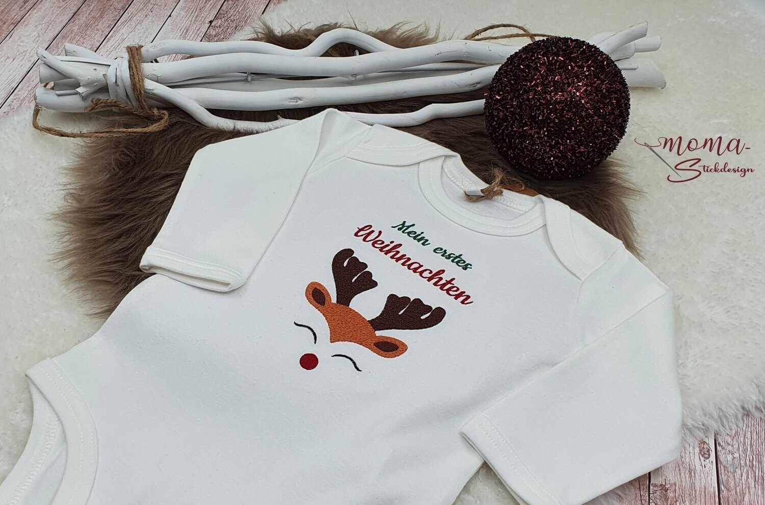 Weihnachtsbody - Rentierkopf- Mein Erstes Weihnachten