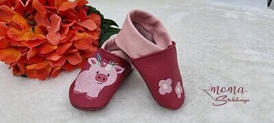 Lederpuschen Boho Schwein - Blumen