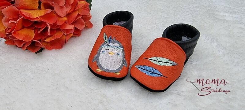 Lederpuschen Boho Pinguin - Federn