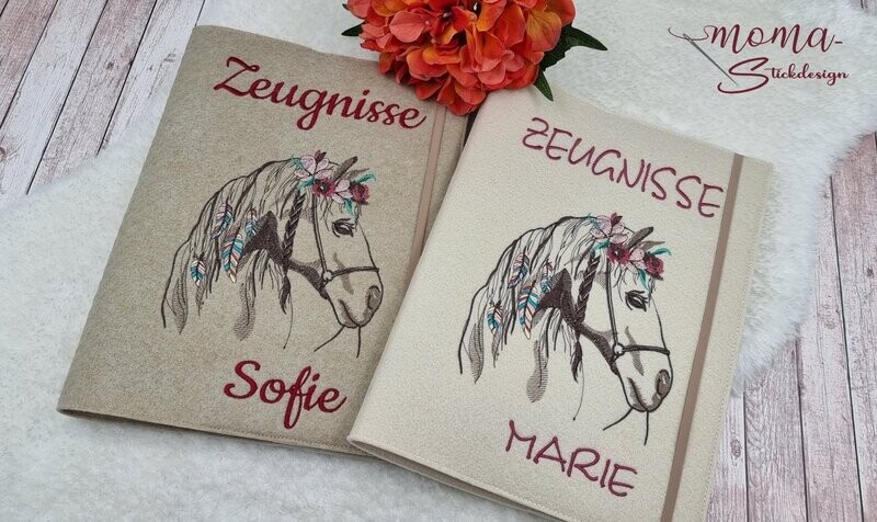 Zeugnismappe - Boho Pferd