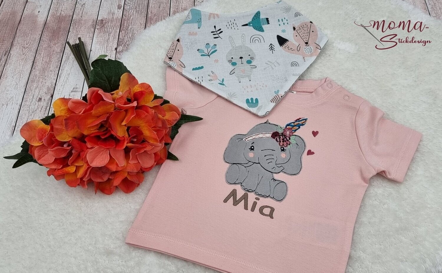 Shirt - Elefant mit Halstuch im Set