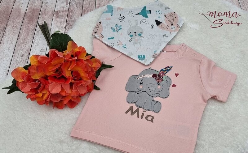 Shirt - Elefant mit Halstuch im Set