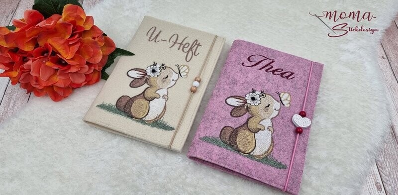 U-Heft Hülle - Hase mit Schmetterling