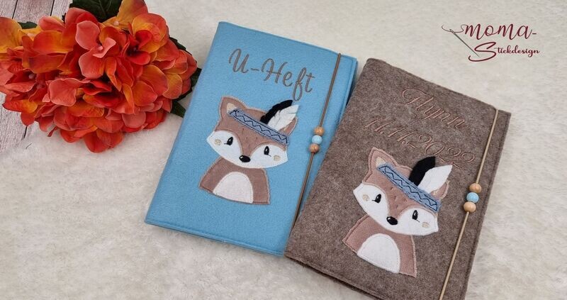U-Heft Hülle - Boho Fuchs Applikation