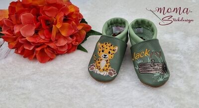 Lederpuschen Leopard ab Größe 22