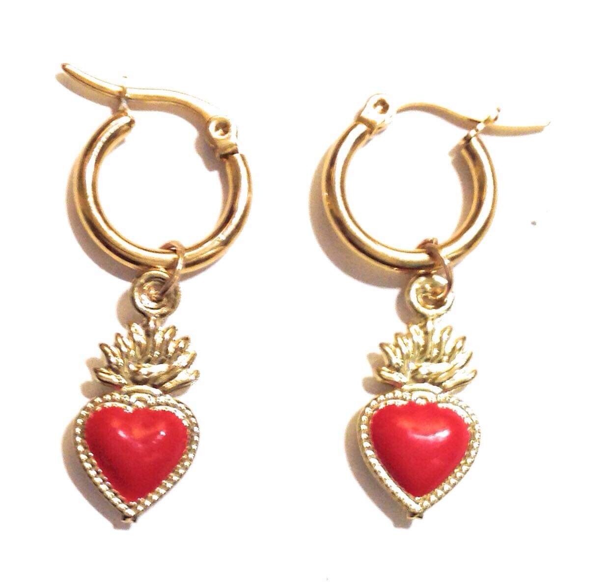 Orecchino sacro cuore gold ( + colori)